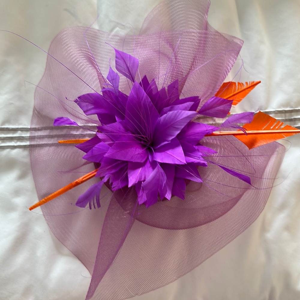 Purple and orange fascinator - perfect for the Kentucky derby!
